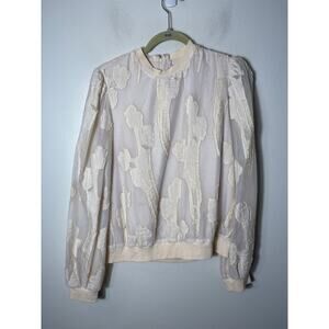Ceibon Ivory Long Puff sleeve Blouse Sz L